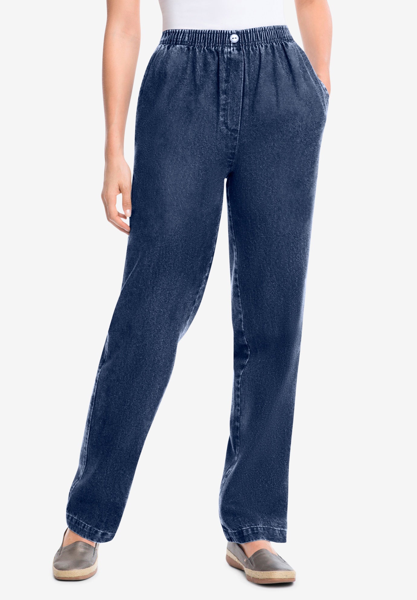 7-Day Straight-Leg Elastic-Waist Cotton Denim Pant image number 0
