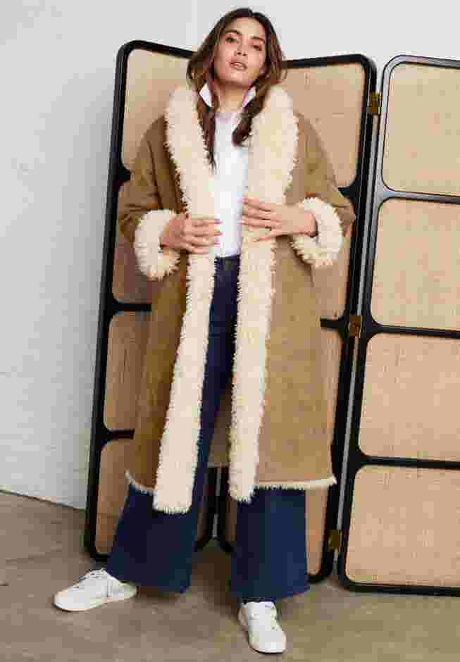 Faux Suede & Shearling Reversible Trench image number 0