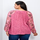 Eliana Border Print Sleeve Peasant Top image number 1