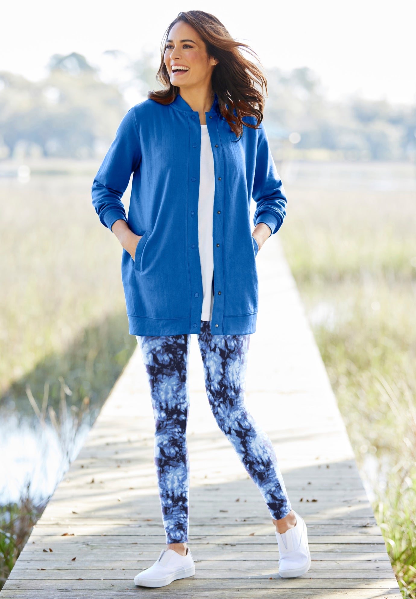 Stretch-Cotton Knit Pull-On Printed Leggings image number 0