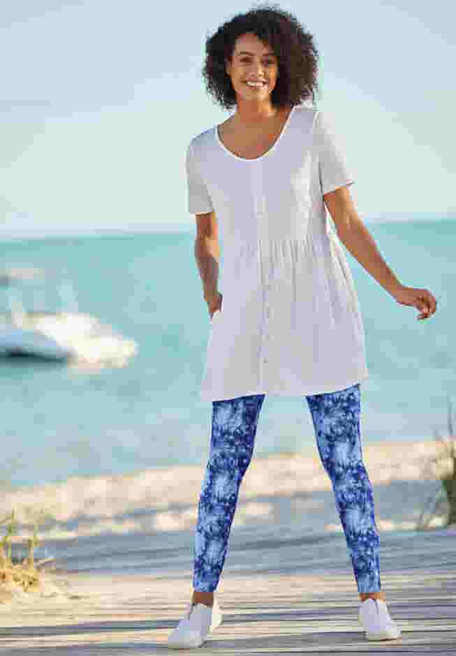 Womens Plus-Size Stretch-Cotton Knit Pull-On Printed Leggings image number 4