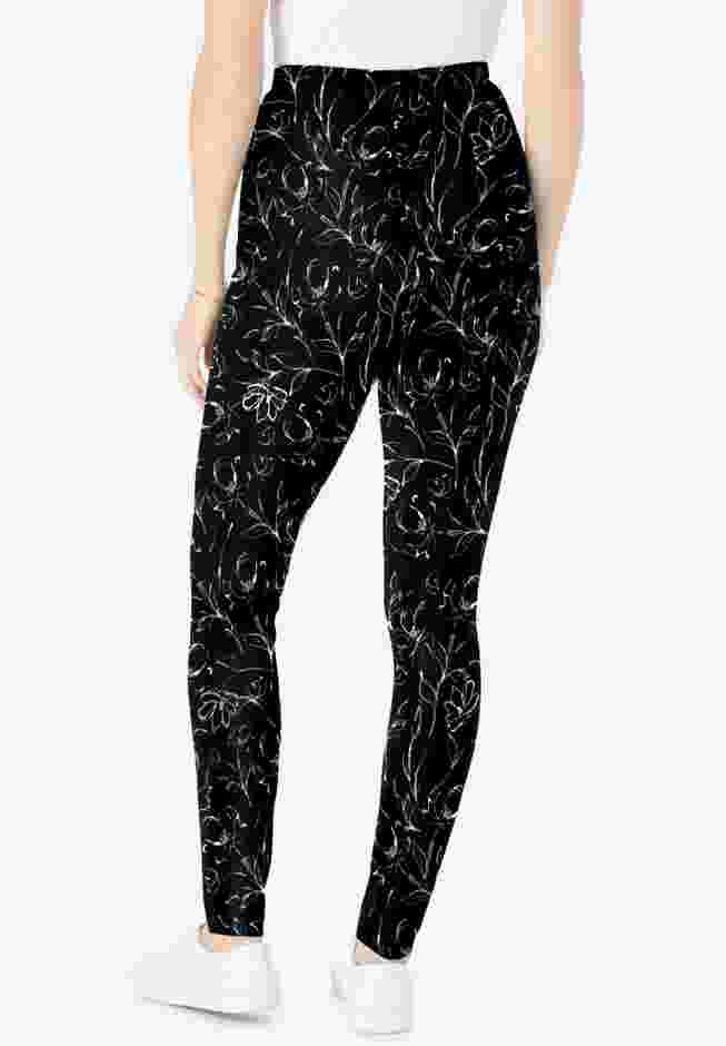 Womens Plus-Size Stretch-Cotton Knit Pull-On Printed Leggings image number 2