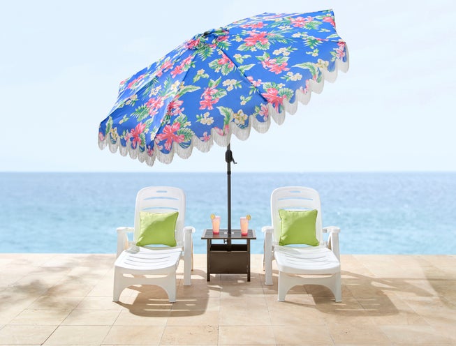 9' Tilt-N-Crank Umbrella With Fringe image number 0