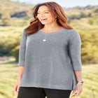 Cloud Knit Ribbed V-Neck Tunic image number null