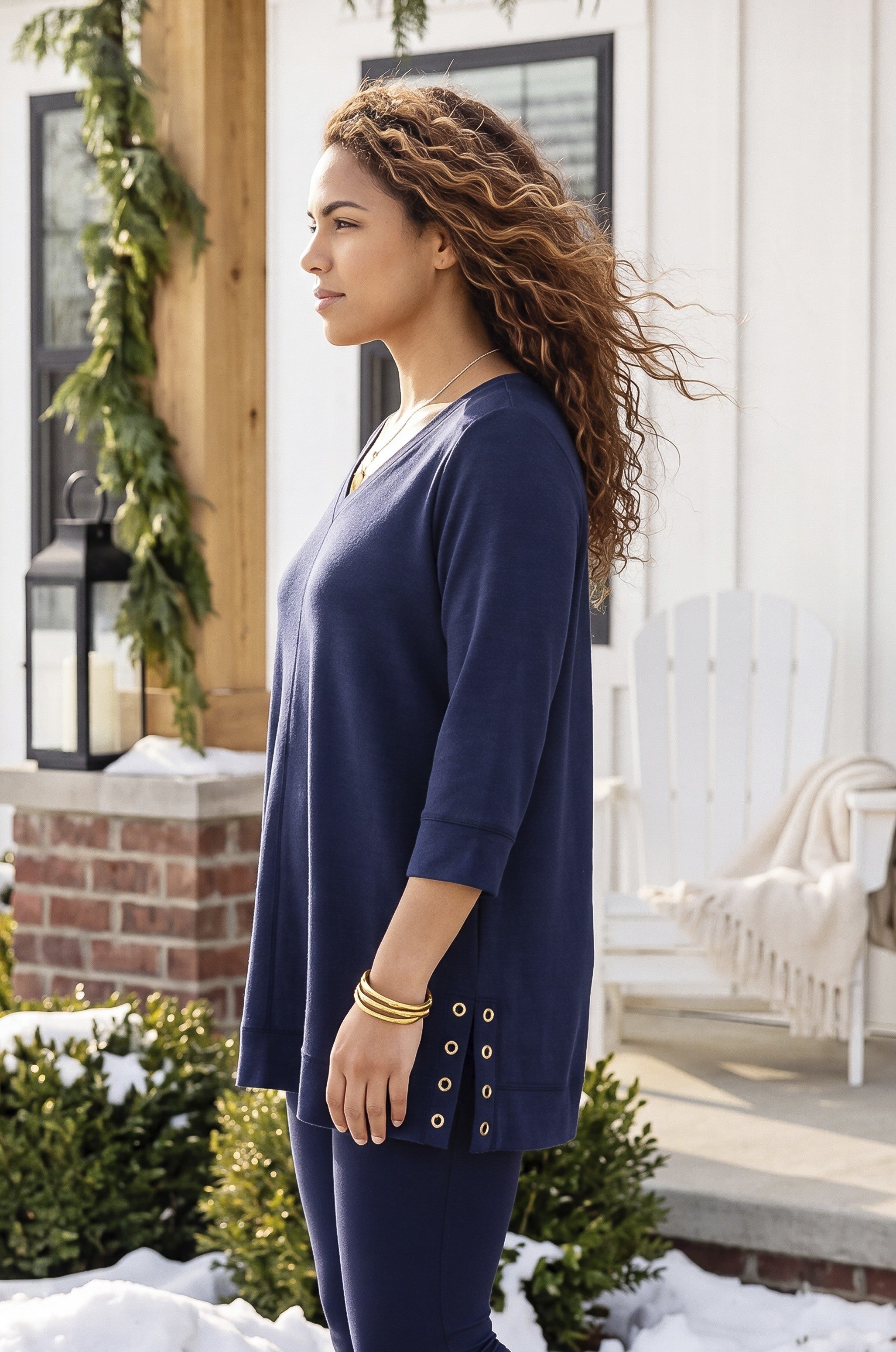 Cloud Knit Ribbed V-Neck Tunic image number 1