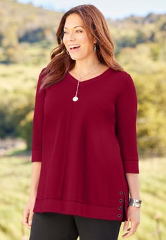 Cloud Knit Ribbed V-Neck Tunic