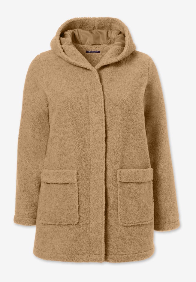 Plus Size Hooded Teddy Fleece Coat image number 3