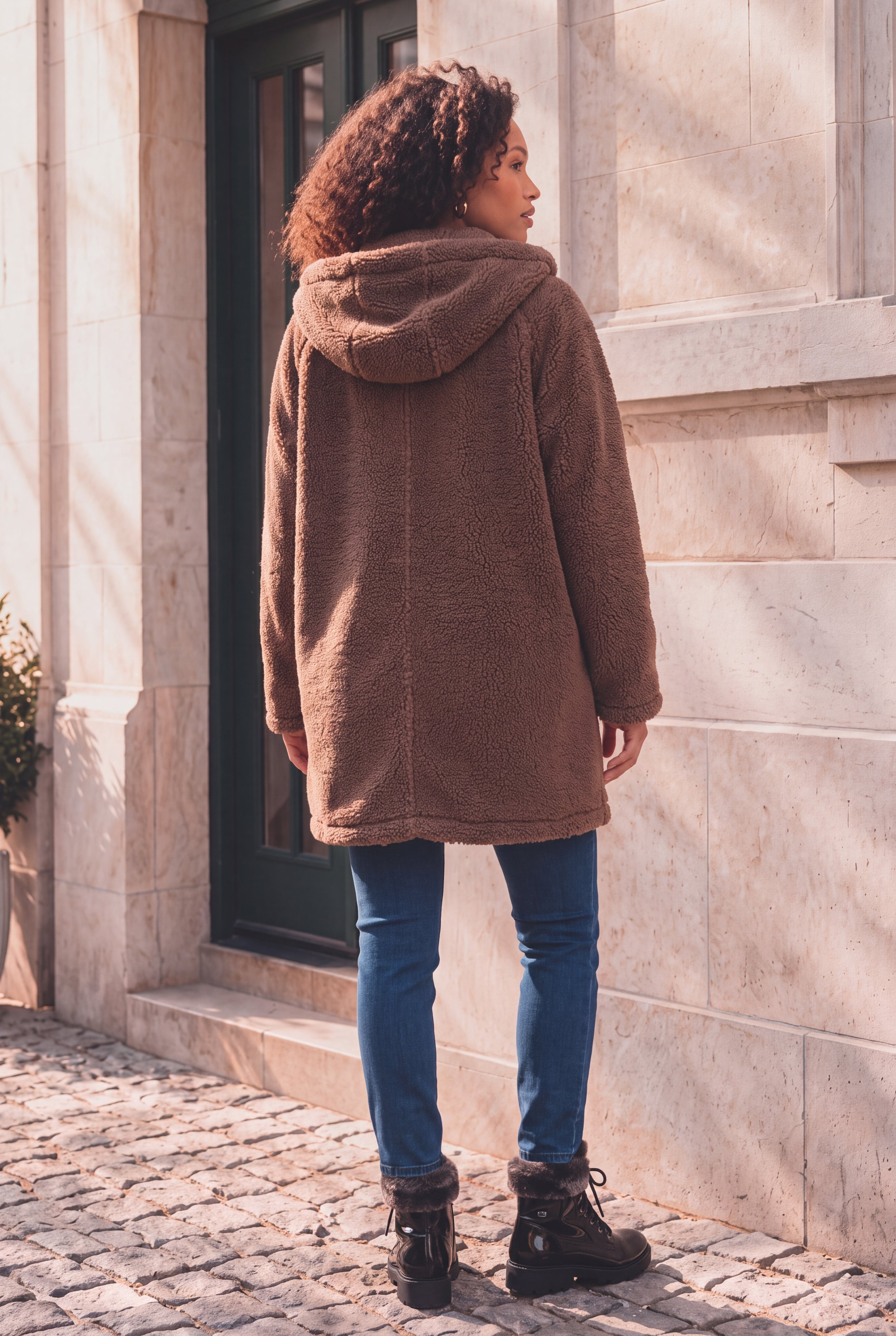 Plus Size Hooded Teddy Fleece Coat image number 2