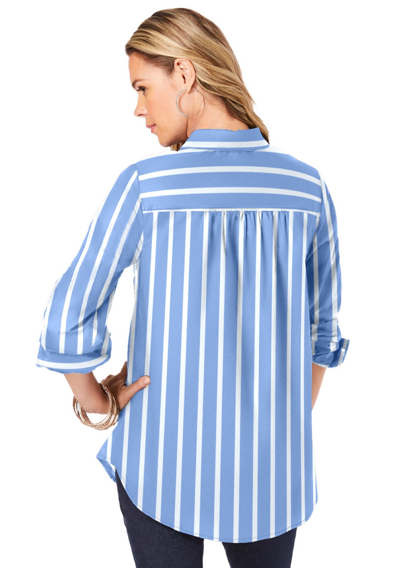 Plus Size Kate Long Sleeve Easy Cotton-Blend Button-Front Shirt image number 2