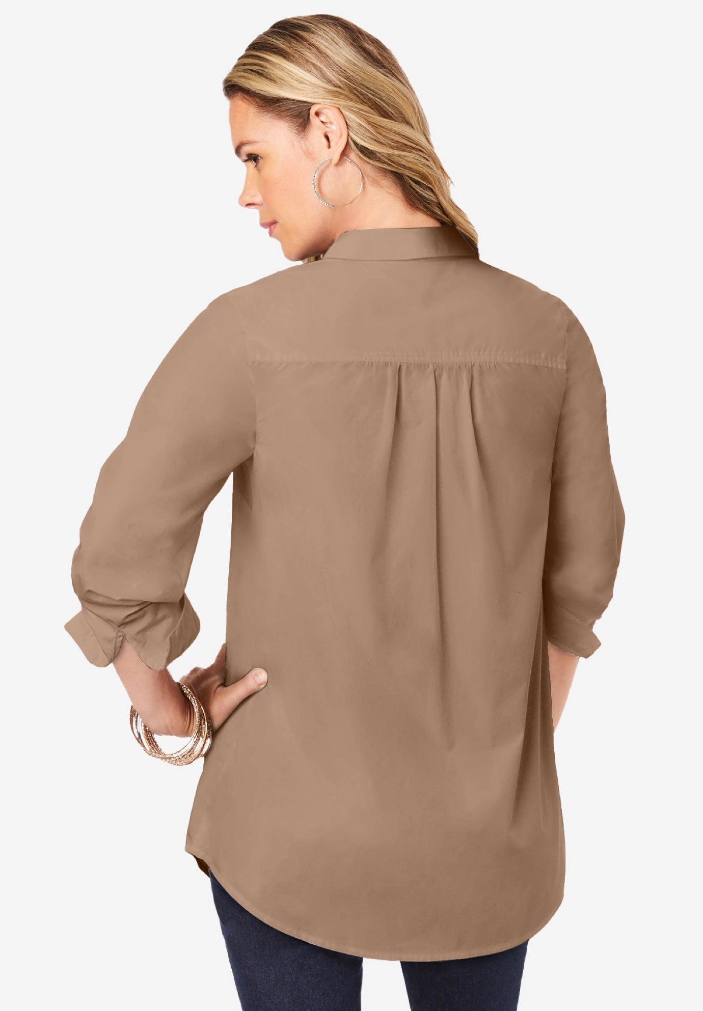 Kate Long-Sleeve Crisp Cotton-Blend Button-Front Shirt image number 1