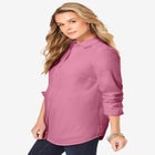 Plus Size Kate Long Sleeve Easy Cotton-Blend Button-Front Shirt image number 4