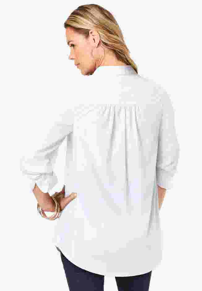Plus Size Kate Long Sleeve Easy Cotton-Blend Button-Front Shirt image number 1