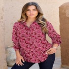 Kate Long-Sleeve Crisp Cotton-Blend Button-Front Shirt image number null