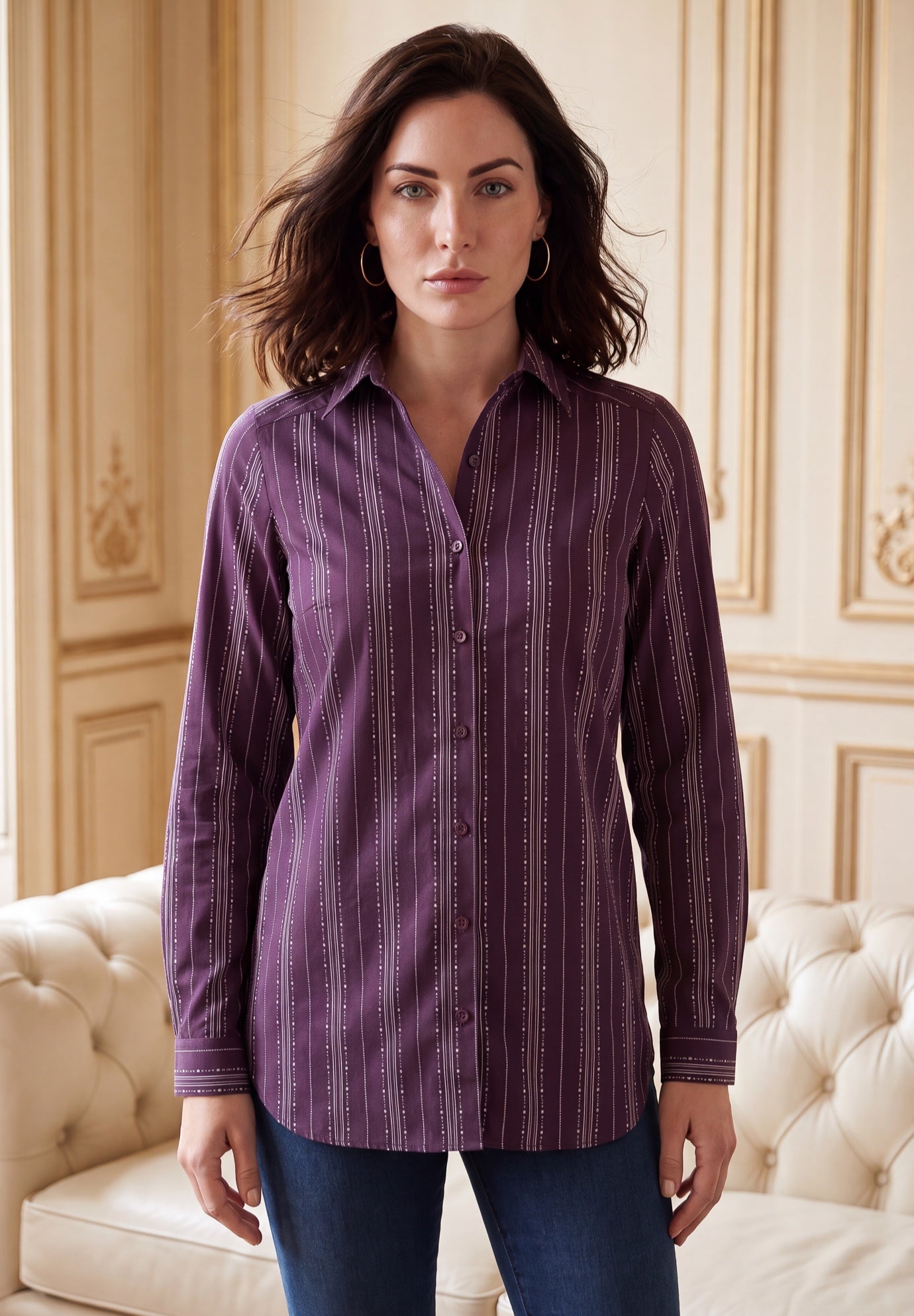 Plus Size Kate Long Sleeve Easy Cotton-Blend Button-Front Shirt image number 0