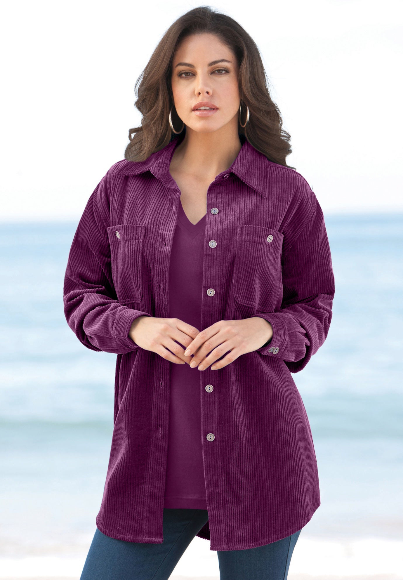 Corduroy Button-Front Shirt image number 3