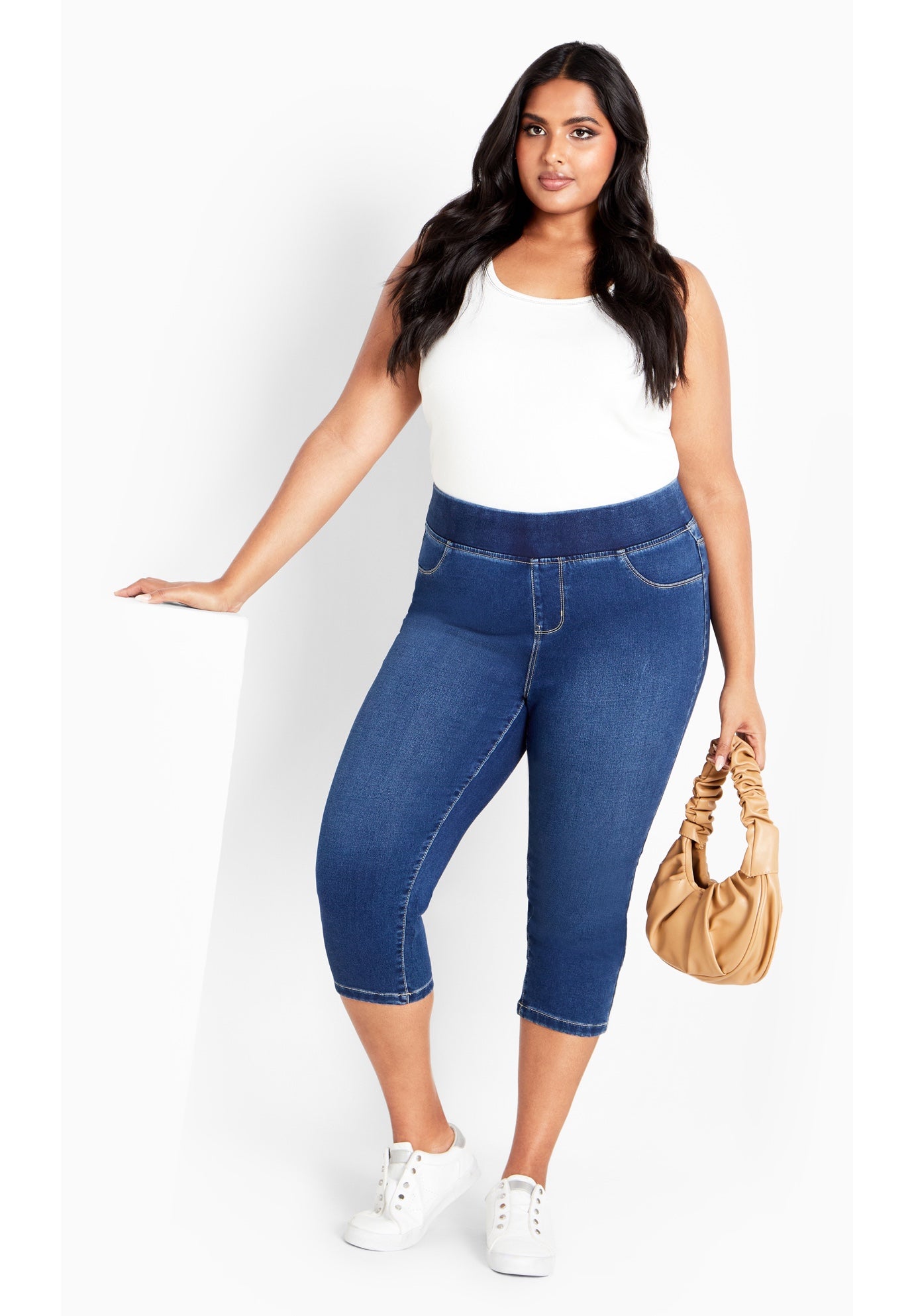 Pull On Cropped Denim Legging image number 0