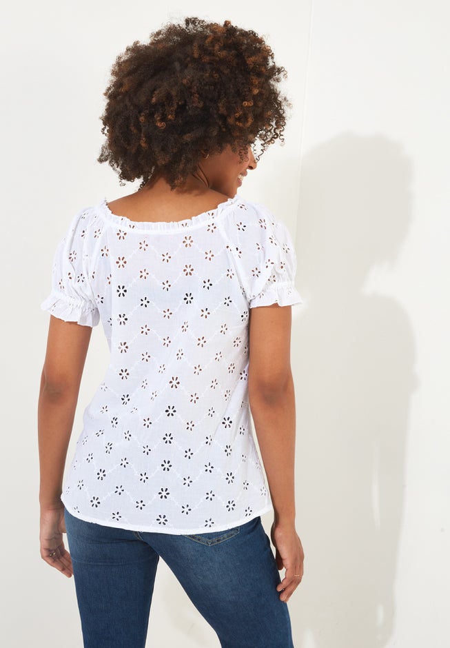 Eyelet Peasant Blouse image number null