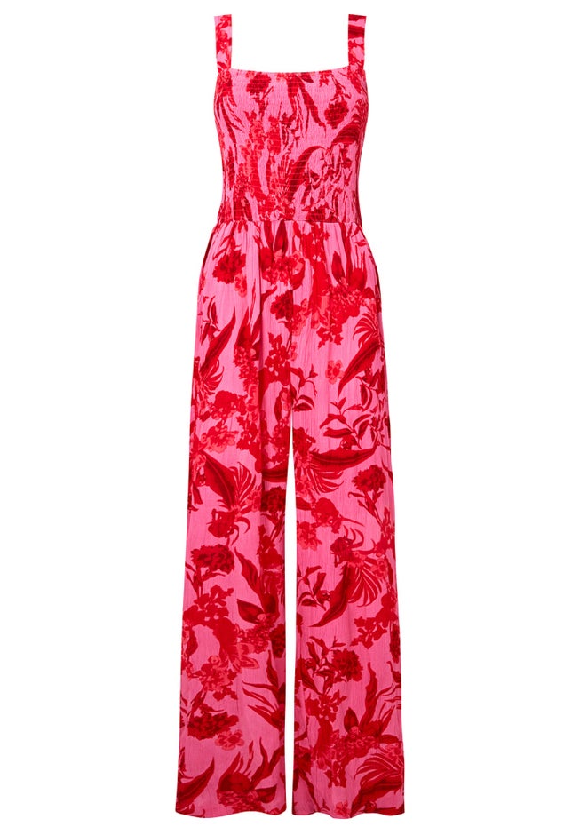 Smocked Crinkle Jumpsuit image number null