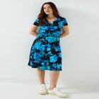 Stretch Knit Faux Wrap Dress image number 0