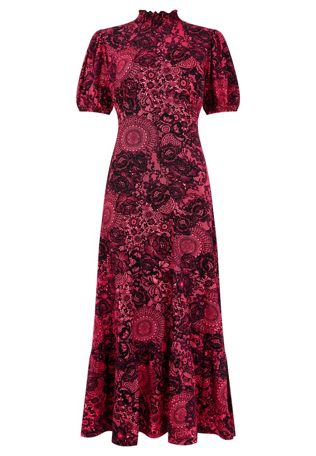 Stretch Knit Mockneck Midi Dress image number null