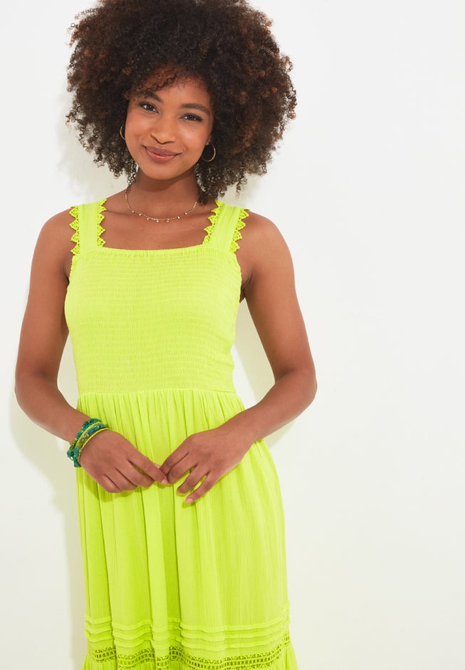 Square Neck Crinkle Maxi Dress image number null