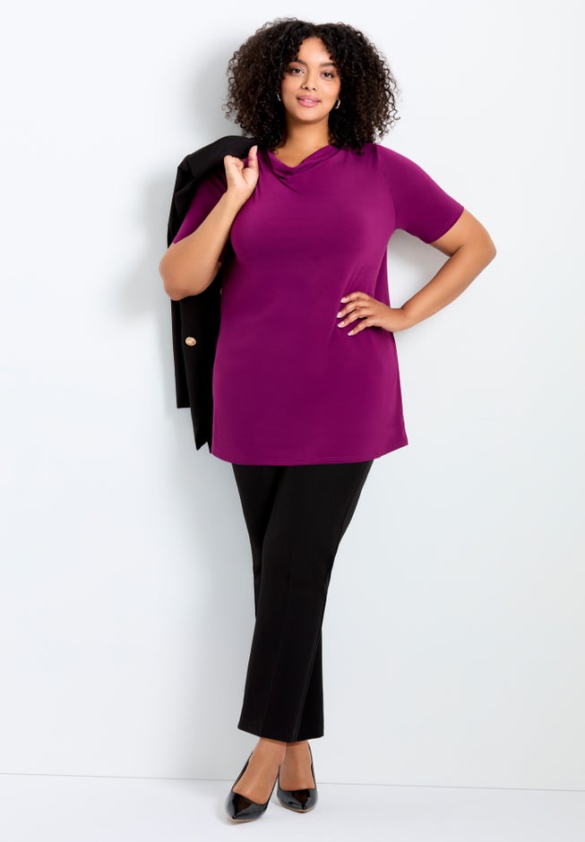 Cowl Neck Short Sleeve Top image number 4