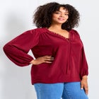 Scallop Trim Peasant Blouse image number 2
