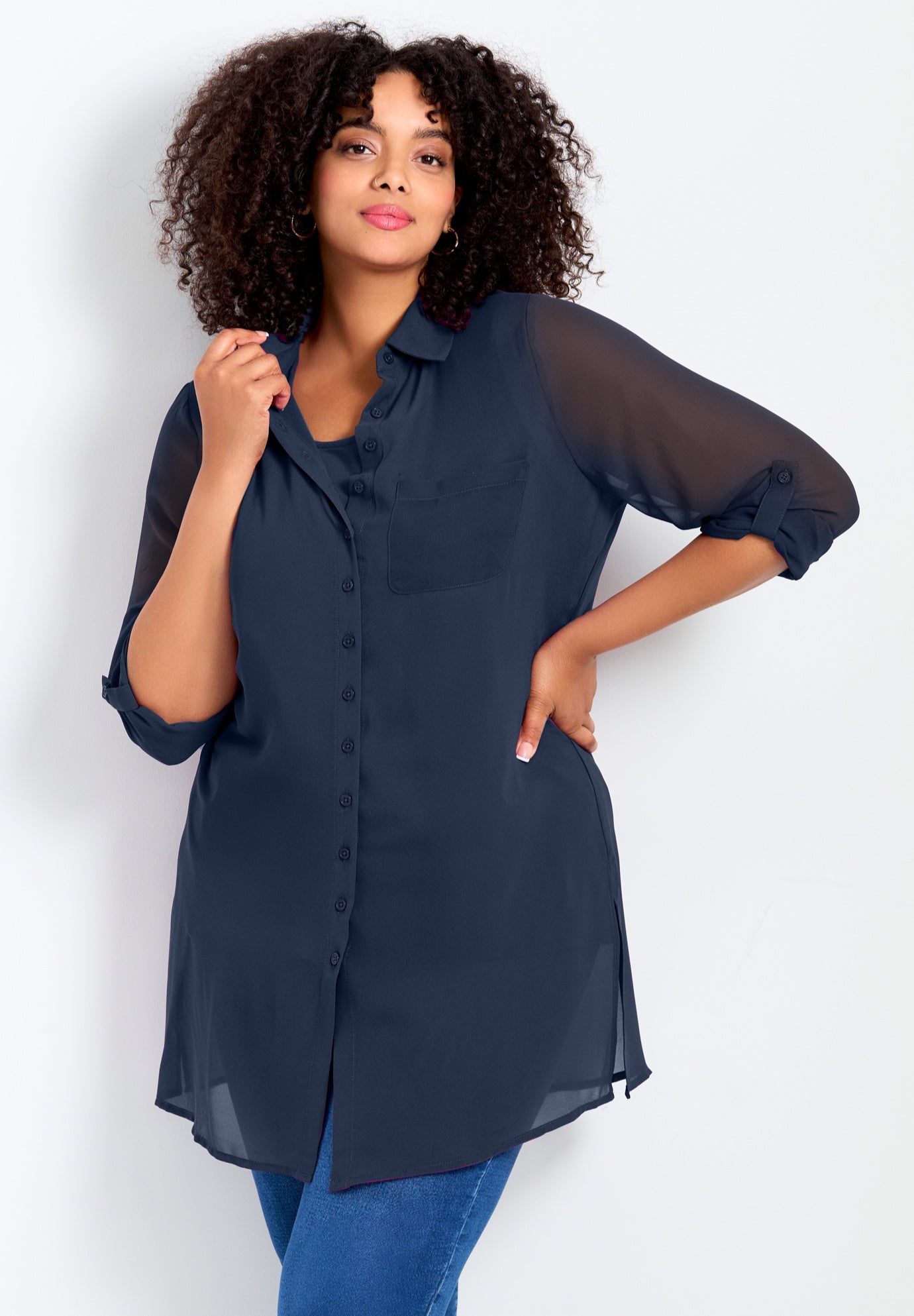 Convertible Button Down Tunic image number 0