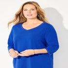 Suprema® Studio 3/4 Sleeve Studded V-Neck Tee image number null