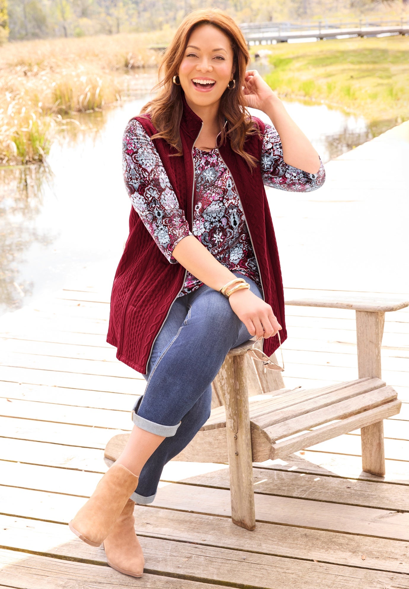 Zip-Front Cable Vest image number 0