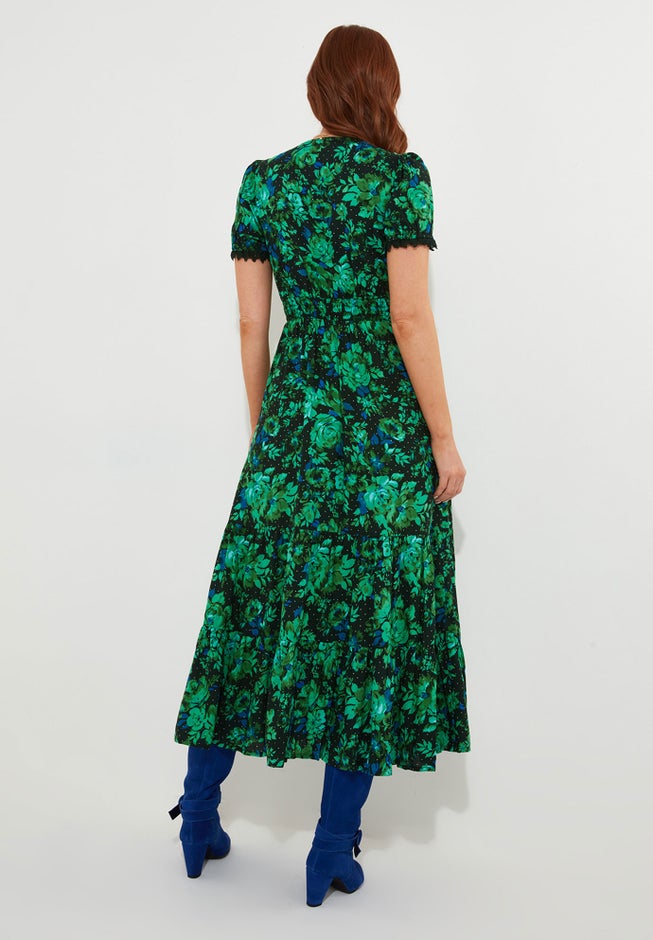 V-Neck Tiered Midi Dress image number null