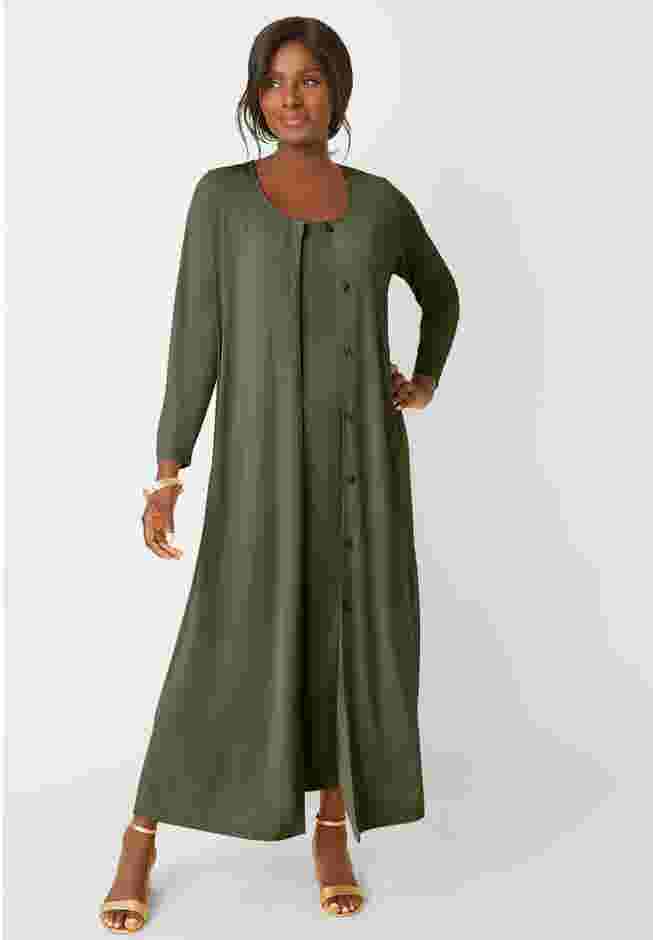 2-Piece Stretch Knit Duster Set image number 0