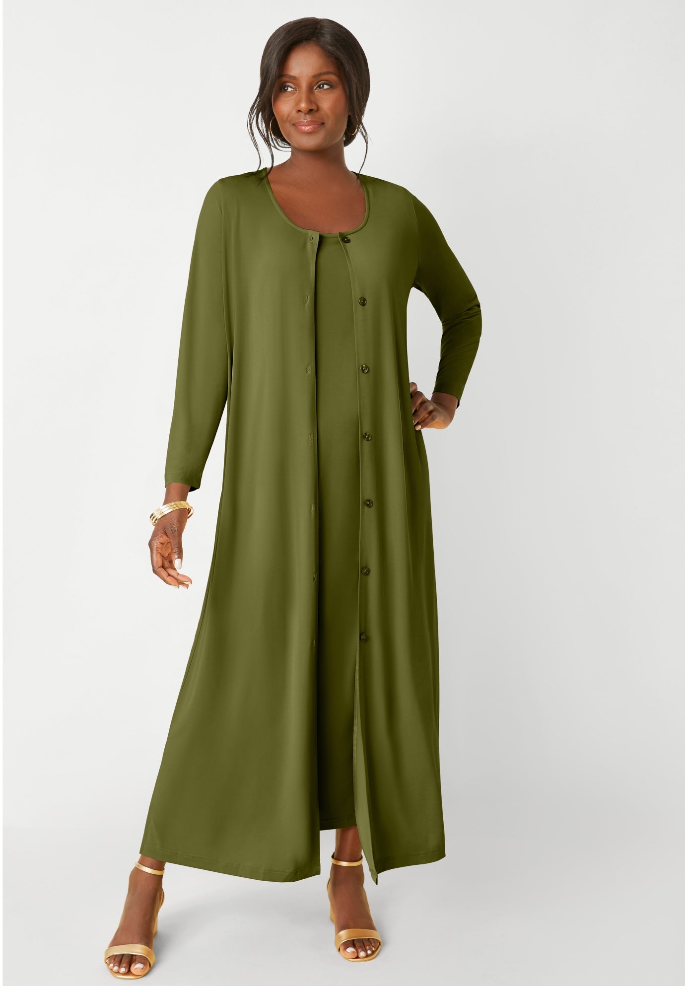 2-Piece Stretch Knit Duster Set image number 0