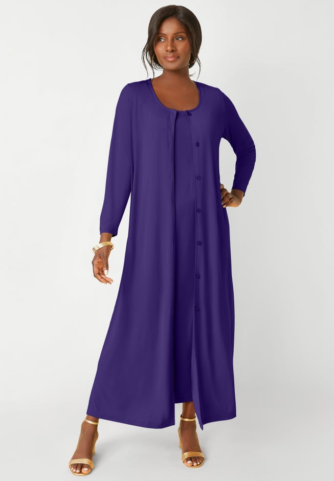 Jessica London Women's Plus Size 2-Piece Stretch Knit Duster Set Jessica London Women's Plus Size 2-Piece Stretch Knit Duster Set