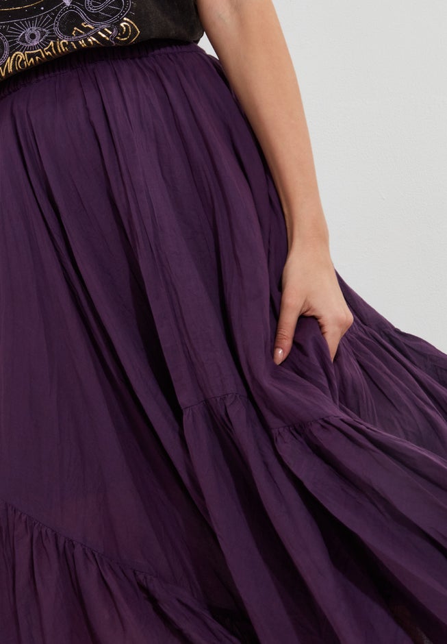 Handkerchief Hem Crinkle Midi Skirt image number null