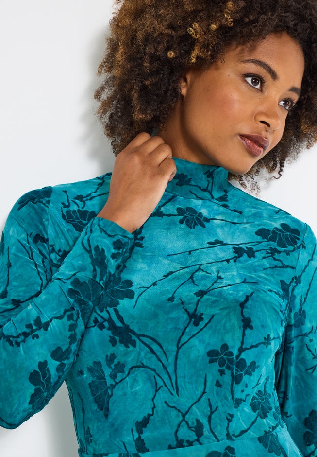 Mockneck Burnout Midi Dress image number 2