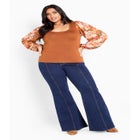 May Contrast Floral Sleeve Sweater image number 1