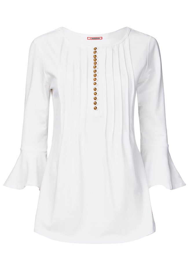 Stretch Cotton Bell Sleeve Henley image number 2