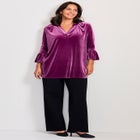 Split Neck Bell Sleeve Top image number 0