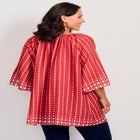 Bell Sleeve Keyhole Tie Blouse image number null