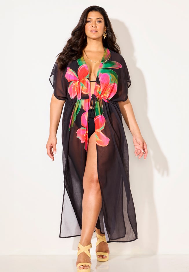  Open Front Tie-Waist Maxi Cover Up image number 3