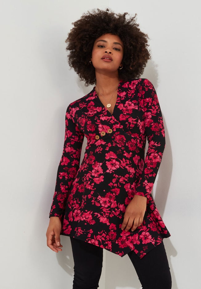 Stretch Knit Asymmetrical Tunic image number 2