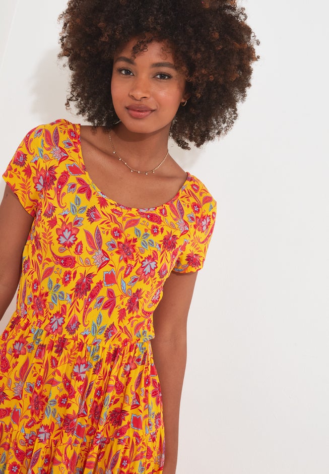 Short Sleeve Flowy Maxi Dress image number null