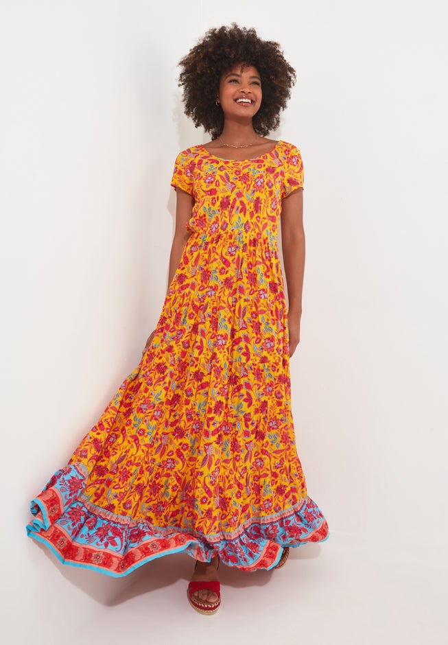 Short Sleeve Flowy Maxi Dress image number null