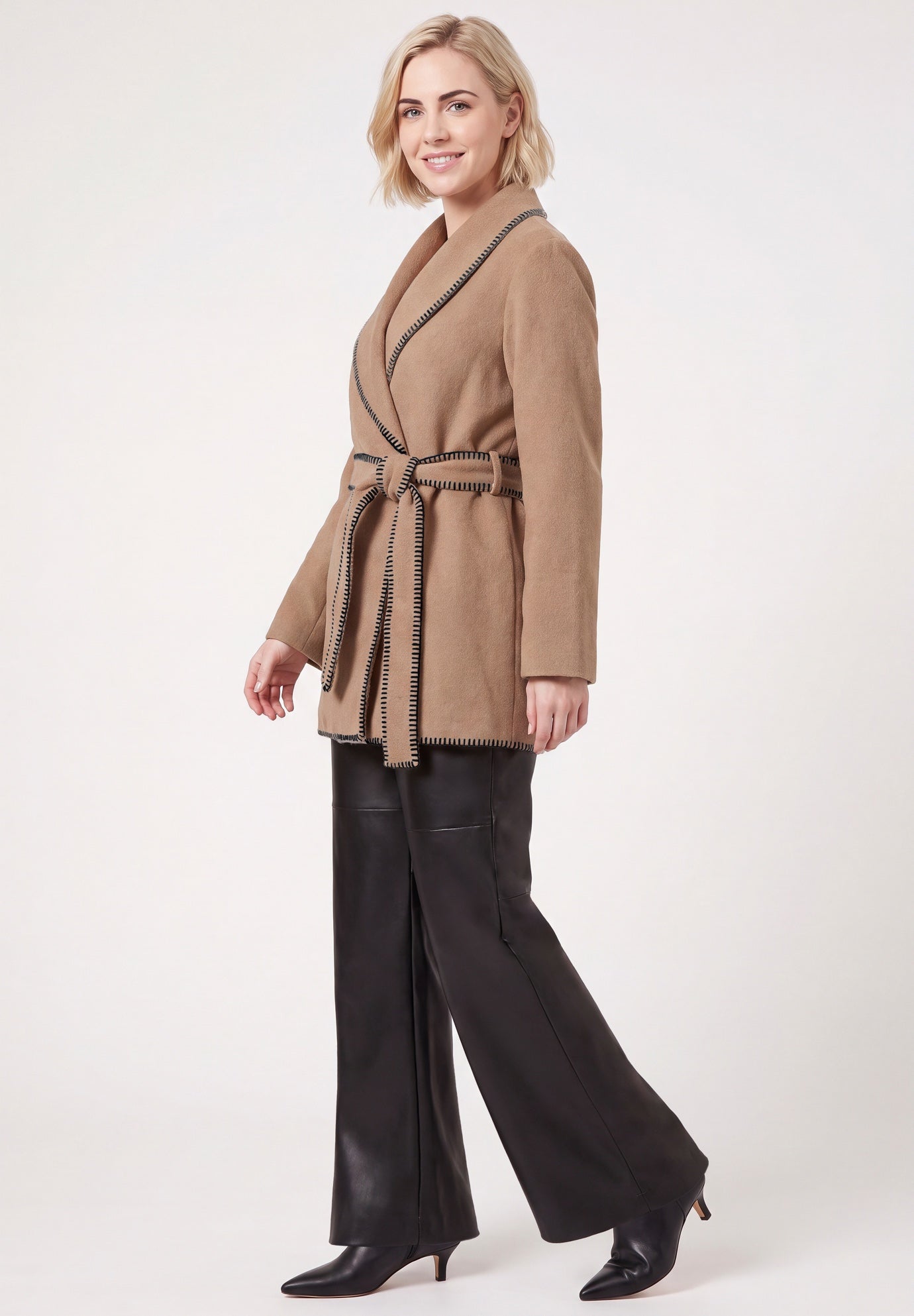Wrap Jacket With Whipstitch Trim image number 0