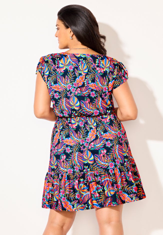  Pack & Go Wrinkle-Resistant V-Neck Short Sleeve Cover Up Dress image number 1