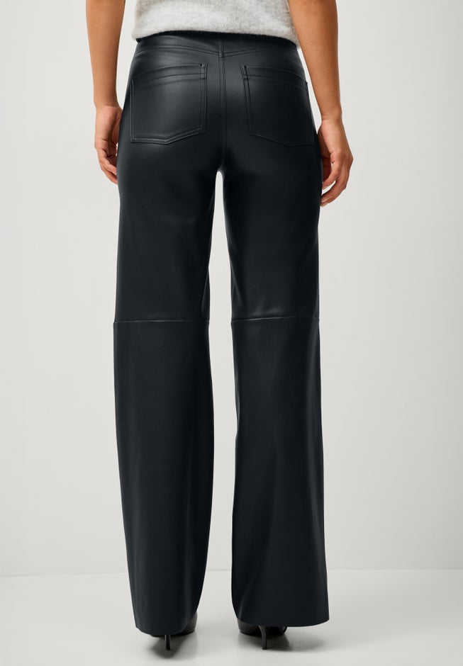 5 Pocket Faux Leather Wide Leg Pants image number 1
