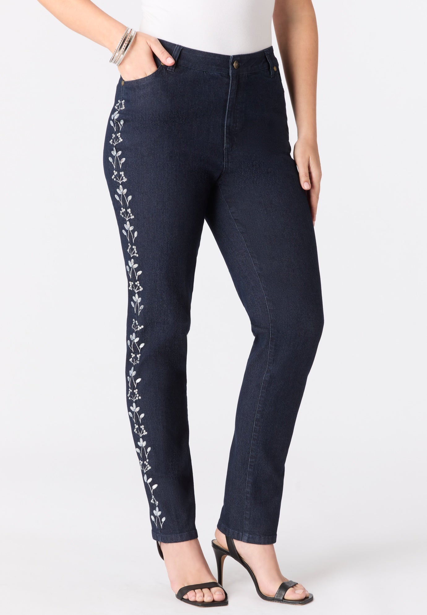 Plus Size Embellished Straight-Leg Jean image number 0