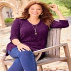 Chenille Pointelle V-Neck Pullover image number 0