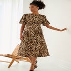 Blouson Sleeve Fit and Flare Dress image number null